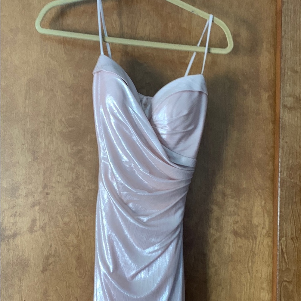Dave & Johnny Pink Ruched Wrap Cocktail Dress